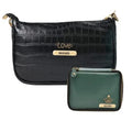 Customized Women's Croc Sling Bag + Mini Make up kit - Black Olive Green