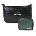 Customized Women's Croc Sling Bag + Mini Make up kit - Black Olive Green