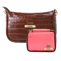 Customized Women's Croc Sling Bag + Mini Make up kit - Brown Pink