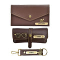 Ladies 3 Pc Combo 1.0 (Minimal Clutch 1.0, Eyewear, Keychain with Hook) (Brown)