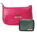 Customized Women's Croc Sling Bag + Mini Make up kit - Pink Olive Green