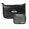 Customized Women's Croc Sling Bag + Mini Make up kit - Black Grey