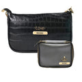 Customized Women's Croc Sling Bag + Mini Make up kit - Black Grey