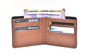 Classy Leather Customized Chained Sling Bag Round + Men's Wallet - Light Pink Tan