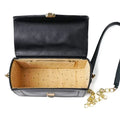 Customized Women's Buttoned Leather Bag + Mini Make up Kit - Black Olive Green
