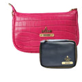 Customized Women's Croc Sling Bag + Mini Make up kit - Pink Royal Blue