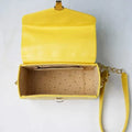 Customized Women's Buttoned Leather Bag + Mini Make up Kit - Yellow Royal Blue