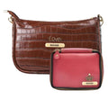 Customized Women's Croc Sling Bag + Mini Make up kit - Brown Wine