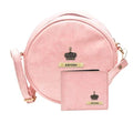 Classy Leather Customized Chained Sling Bag Round + Men's Wallet - Peach Light Pink