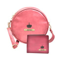 Classy Leather Customized Chained Sling Bag Round + Men's Wallet - Maroon Maroon