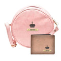 Classy Leather Customized Chained Sling Bag Round + Men's Wallet - Peach Tan