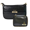 Customized Women's Croc Sling Bag + Mini Make up kit - Black Black