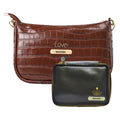 Customized Women's Croc Sling Bag + Mini Make up kit - Brown Black