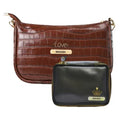 Customized Women's Croc Sling Bag + Mini Make up kit - Brown Black