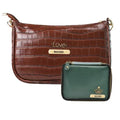 Customized Women's Croc Sling Bag + Mini Make up kit - Brown Olive Green