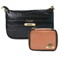 Customized Women's Croc Sling Bag + Mini Make up kit - Black Tan
