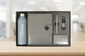 Nexon Flip Diary + Nexon Metal Pen + Classy Leather Metal Keychain +Classy Card Holder + Classic Smart Bottle - GREY
