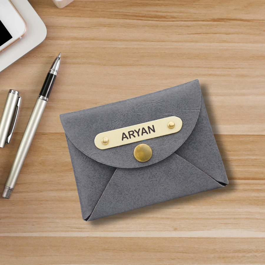 Classy Leather Customized Business-Visitng Card Holder (Grey)