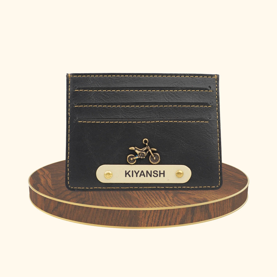 Classy Leather Customised Unisex Card Wallet - Black