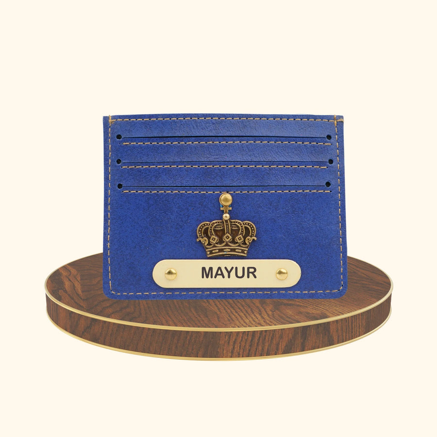 Classy Leather Customised Unisex Card Wallet - Royal Blue