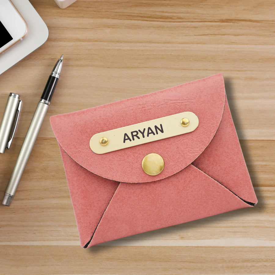 Classy Leather Customized Business-Visitng Card Holder (Peach)