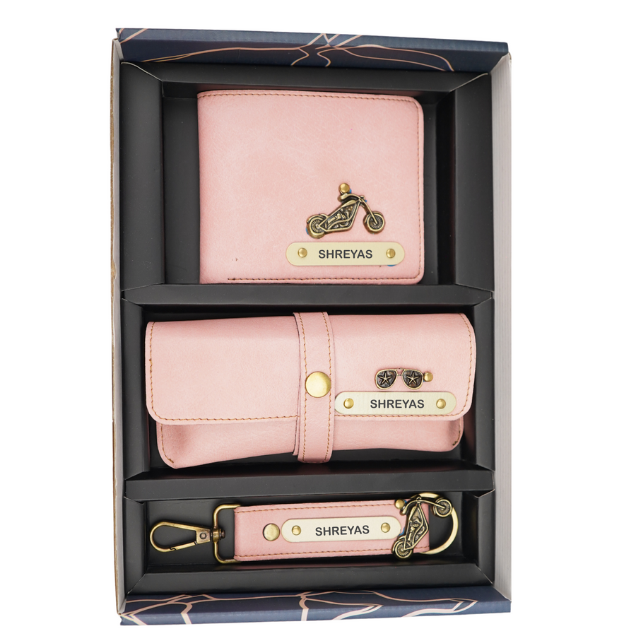Nexon Leather Personalized Men's Combo (3 pcs) - Pink