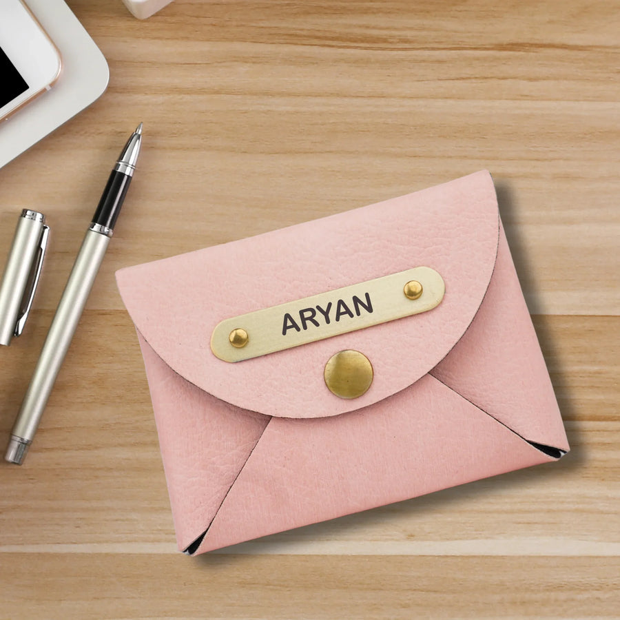 Classy Leather Customized Business-Visitng Card Holder (Pink)
