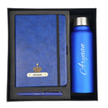 Classy Hardcover Diary + Classic Metal Pen + Classic Smart Bottle - Blue