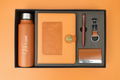 Dual Shade Diary + Classic Metal Pen + Classy Leather Metal Keychain +Classy Card Holder + Classic Smart Bottle -TAN
