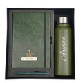 Classy Hardcover Diary + Classic Metal Pen + Classic Smart Bottle - Green