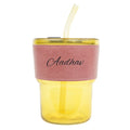 Personalized Leather Sleeve Coffee Tumbler-Peach