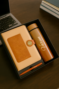 Dual Shade Diary+ Classic Metal Pen+ Temperature Bottle-Dual Shade Brown