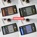 Classy Hardcover Diary + Classic Metal Pen + Classy Leather Metal Keychain + Classic Smart Bottle  +  Leather Sleeve Coffee Tumbler -Green