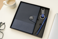 Nexon Flip Diary + Classic Nexon Pen + Classy Leather Metal Keychain- BLUE