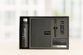 Nexon Diary + Nexon Metal Pen + Classy Leather Metal Keychain +Classy Card Holder + Classic Smart Bottle - BLACK