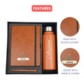 Classy Hardcover Diary + Classic Metal Pen + Classic Smart Bottle - Tan