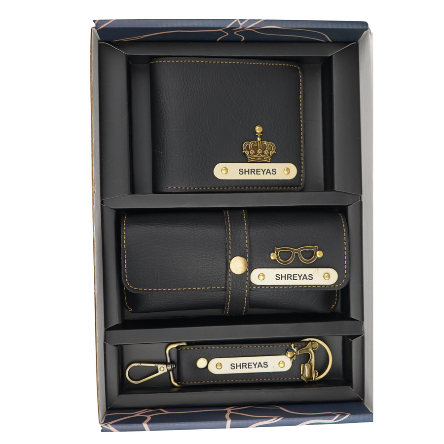 Nexon Leather Personalized Men's Combo (3 pcs) - Black