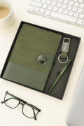 Nexon Flip Diary + Classic Nexon Pen + Classy Leather Metal Keychain- GREEN