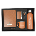 Classy Hardcover Diary + Classic Metal Pen + Classy Leather Metal Keychain + Classy Card Holder + Classic Smart Bottle  + Stainless Steel Mug - TANN