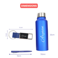 Classic Metal Pen+Classic Leather Metal Keychain+Classic Smart Bottle-Blue