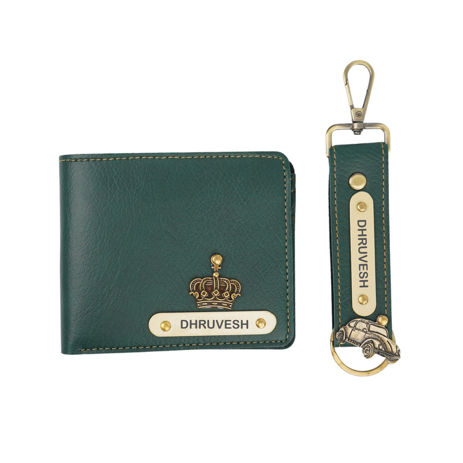 Personalized Nexon Leather Men's Combo (2 pcs) - Olive Green