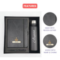 Classy Hardcover Diary + Classic Metal Pen + Classic Smart Bottle - Black