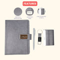 Classy Executive Diary + Classic Metal Pen + Classy Leather Metal Keychain + Classy Card Holder - Grey