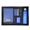 Classy Hardcover Diary + Classic Metal Pen + Classy Leather Metal Keychain + Classy Card Holder + Classic Smart Bottle  + Stainless Steel Mug - BLUE