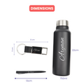 Classic Metal Pen+Classic Leather Metal Keychain+Classic Smart Bottle-Black