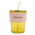 Personalized Leather Sleeve Coffee Tumbler-Pink