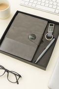 Nexon Flip Diary + Classic Nexon Pen + Classy Leather Metal Keychain- GREY