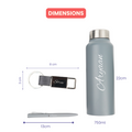 Classic Metal Pen+Classic Leather Metal Keychain+Classic Smart Bottle-Grey