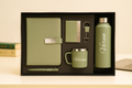 Classy Metal Flip Diary + Classic Metal Pen + Classy Leather Metal Keychain + Classy Card Holder + Classic Smart Bottle  + Stainless Steel Mug - GREEN