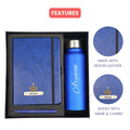 Classy Hardcover Diary + Classic Metal Pen + Classic Smart Bottle - Blue